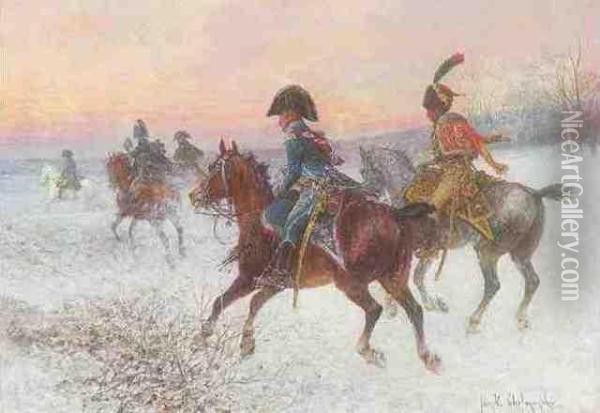 Napoleon Vor Moskau Mit Kaisergarde Und Jager Oil Painting - Jan van Chelminski
