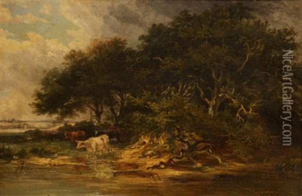 Cows On The Riverside Oil Painting - George Vincent