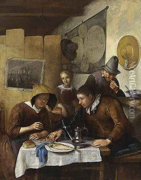 Family Having Breakfast Oil Painting - Richard Brakenburg