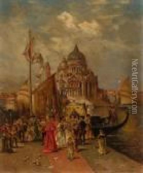 Venetian Harbor Scene Oil Painting - Edward Percy Moran