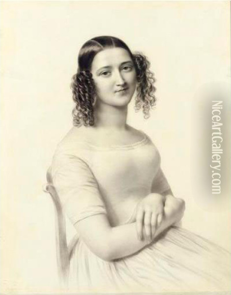 Mademoiselle Rosalie Oil Painting - Hyacinthe Louis V. Aubry-Lecomte