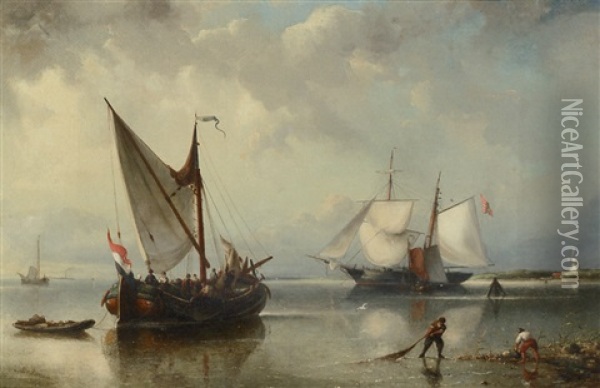 Hauling In The Catch Oil Painting - Nicolaas Riegen