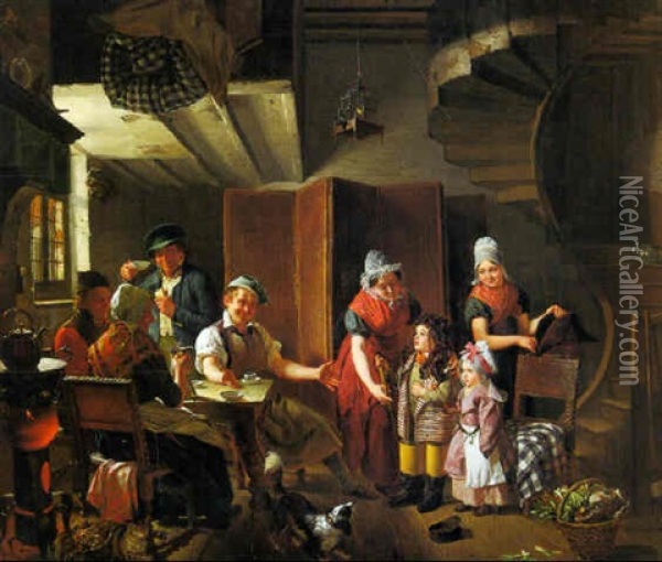 Children Playing Dress-up Oil Painting - Jacques Joseph Eeckhout