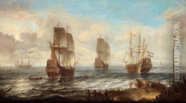 Sailing Ships Oil Painting - Jacob Adriaensz. Bellevois