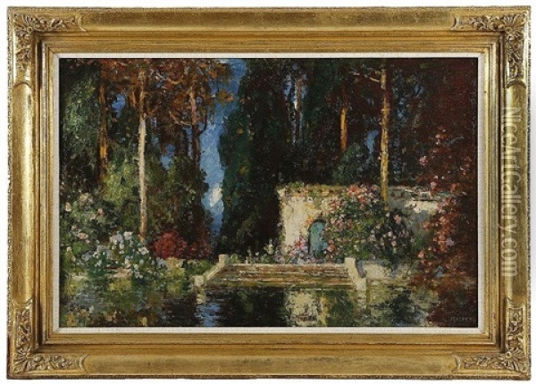 The Garden Pool Oil Painting - Thomas Edwin Mostyn