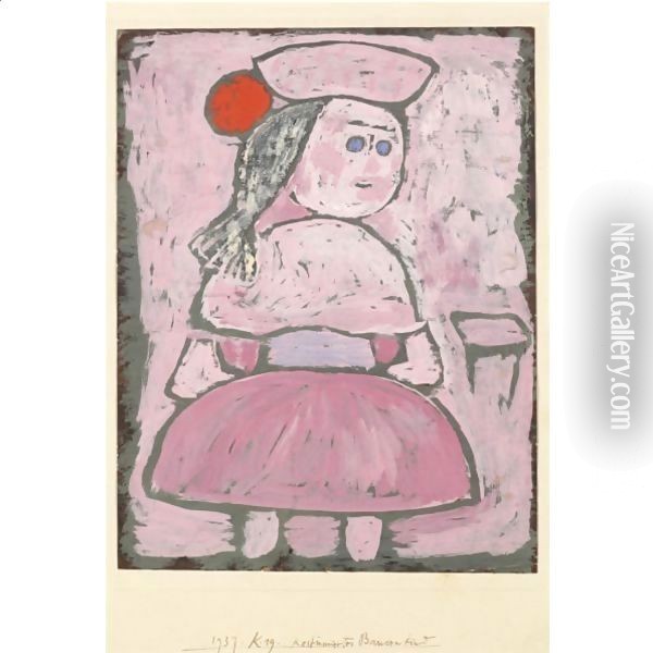 Kostumiertes Bauernkind (Costumed Peasant Girl) Oil Painting - Paul Klee