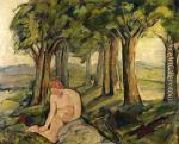 Nudo Di Donnaall'aperto Oil Painting - Ludolf Henric Verworner