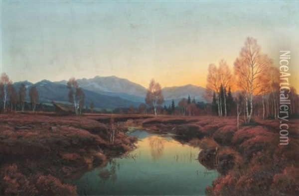 Abendstimmung Im Murnauer Moos Oil Painting - Adalbert Wex