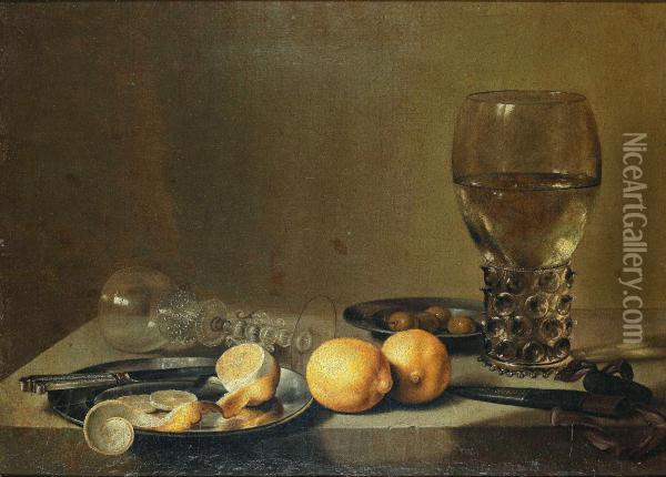 Stilleben Med Citroner Oil Painting - Pieter Claesz.