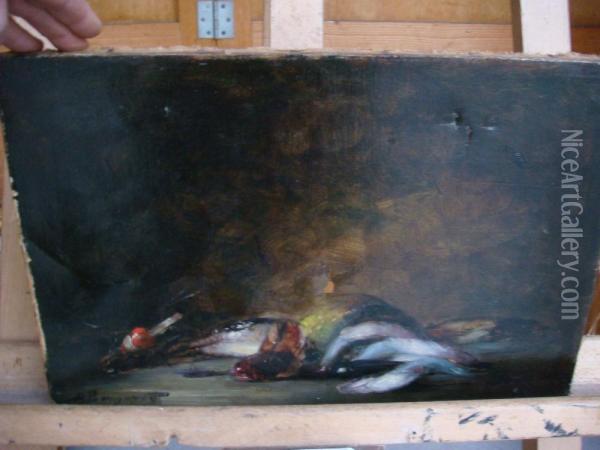 Nature Morte Aux Poissons Oil Painting - Denis Pierre Bergeret