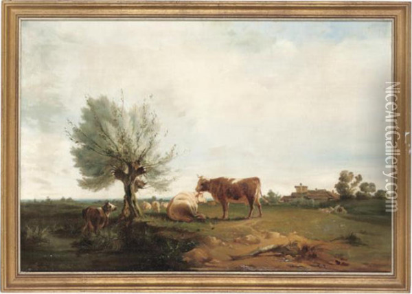 Cattle Grazing Oil Painting - James Ward