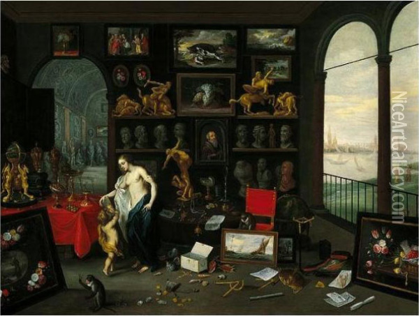 The Sense Of Sight And Touch Oil Painting - Jan van Kessel