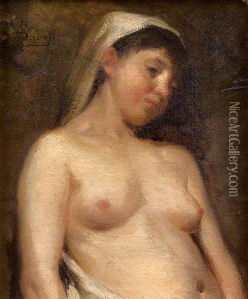 Jeune Femme Au Buste Denude Oil Painting - E.C. Conti