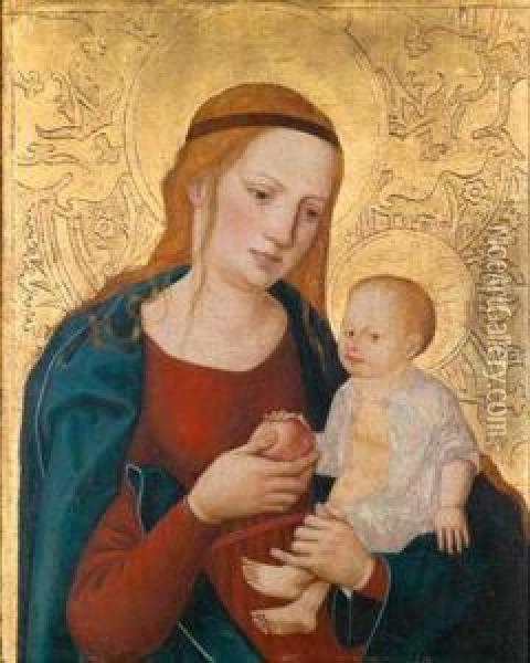 Diemuttergottes Mit Dem Christusknaben Vor Graviertem Und Punziertemgoldgrund Oil Painting - Barholome Zeitblom