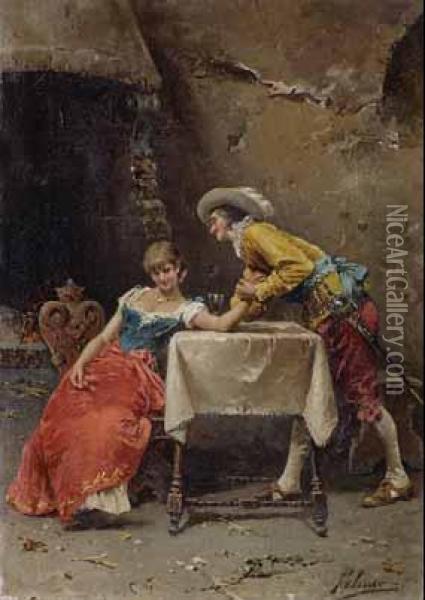 Die Brautwerbung. Oil Painting - Francesco Peluso