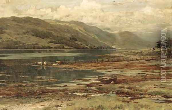 Cattle watering by an estuary Oil Painting - William Pratt