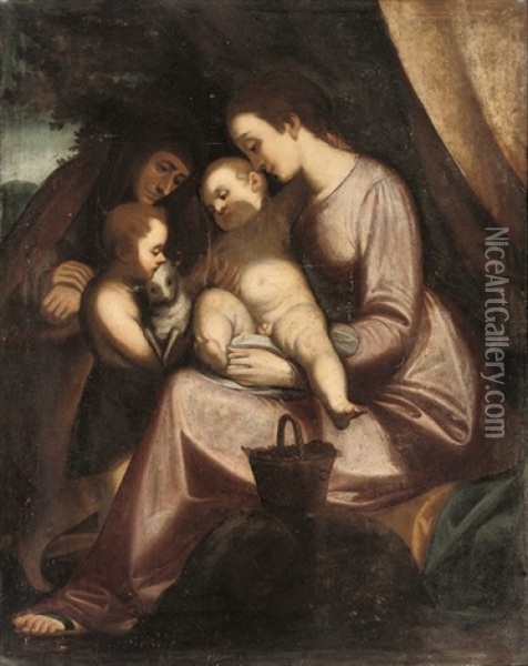 The Madonna And Child With The Infant Saint John The Baptist And Saint Anne Oil Painting - Andrea Del Sarto