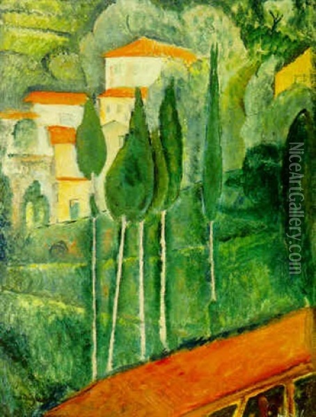 Paesaggio Nel Midi Oil Painting - Amedeo Modigliani