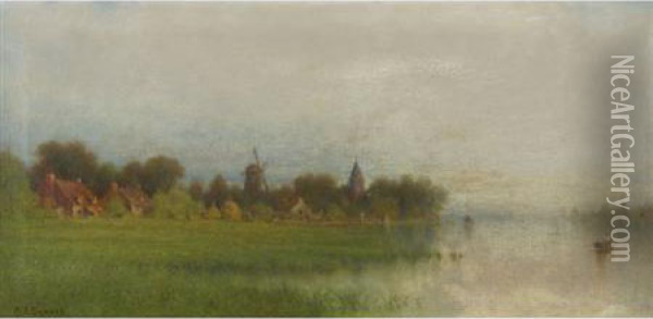 Near Dordrecht On The River Maas, Holland Oil Painting - Andrew Fisher Bunner