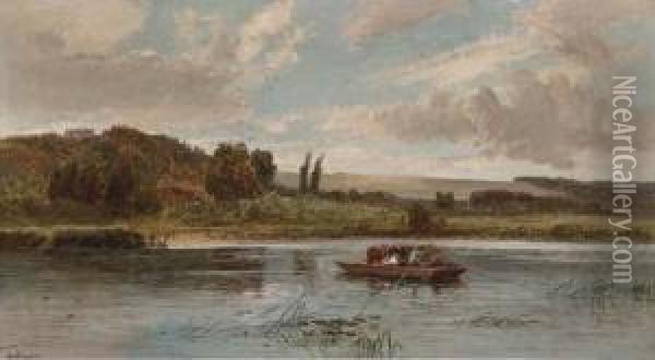 The Ferry On The Thames, Wargrave Oil Painting - Alfred Bennett