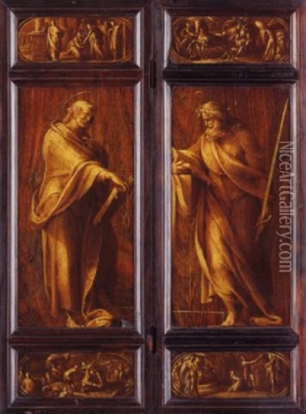 San Pietro E San Paolo Con Scene Delle Loro Vite Oil Painting - Jacopo Bertoia