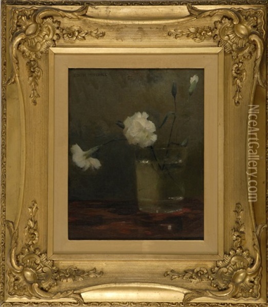Glass With White Carnations Oil Painting - Edith Mitchill Prellwitz