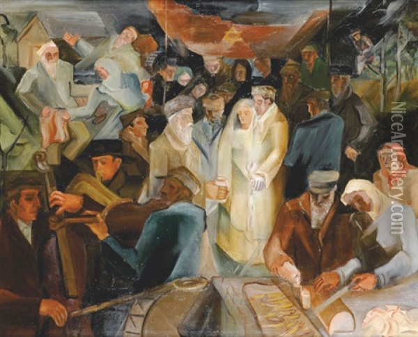 Jewish Wedding Oil Painting - Leon Garland