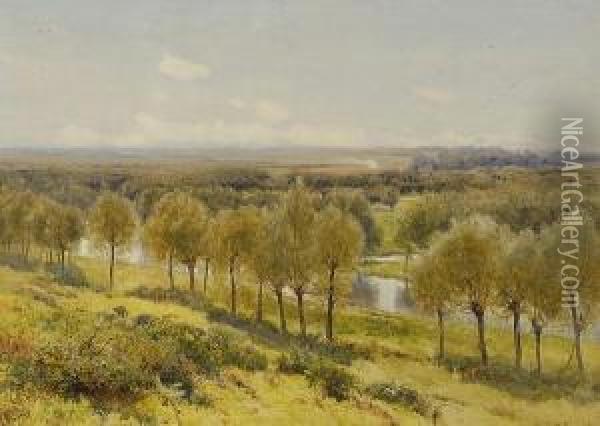 Willows And Watercourses On The Stort Oil Painting - William Eyre Walker