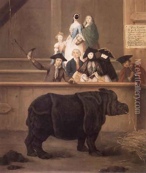 The Rhinoceros 1751 Oil Painting - Pietro Falca (see Longhi)