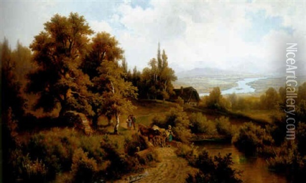 Alpenlandische Fluslandschaft Oil Painting - Franz Burger