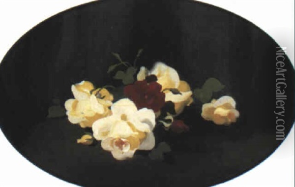 Still Life With Roses Oil Painting - Stuart James Park