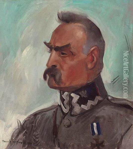Portret Marszalka Pilsudskiego Oil Painting - Tadeusz Pruszkowski