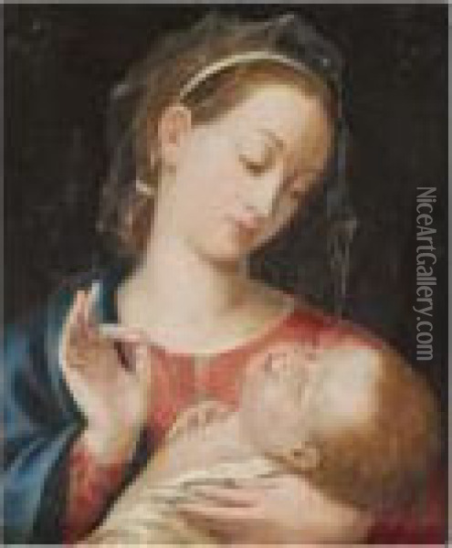 The Madonna And Child Oil Painting - Luis de Morales