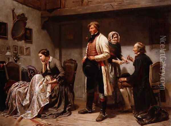 A toast to the engaged couple Oil Painting - Carl Wilhelm Huebner