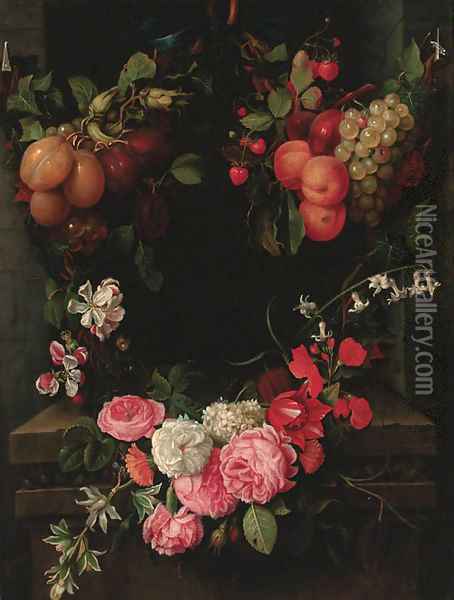 A swag of plums Oil Painting - Joris Van Son