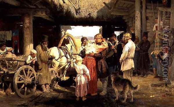 The Leave-Taking of the New Recruit, 1879 Oil Painting - Ilya Efimovich Efimovich Repin