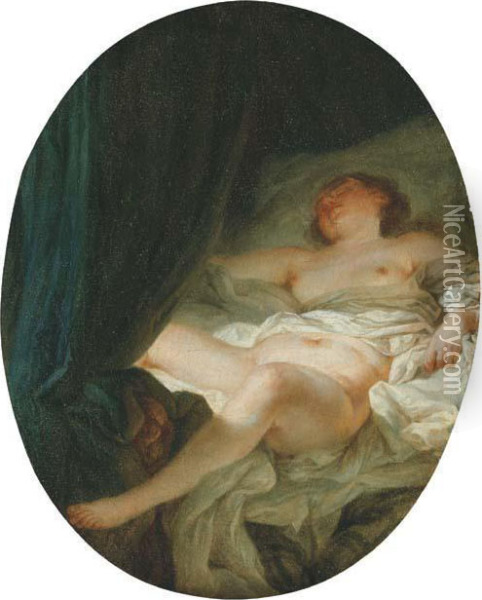 A Sleeping Nude Oil Painting - Jean Simon Berthelemy