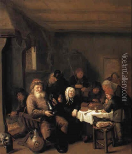 Peasant Family At Table Oil Painting - Bartholomeus Molenaer