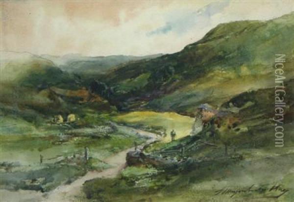 Winding Country Road In The Highlands Oil Painting - Thomas Marjoribanks Hay