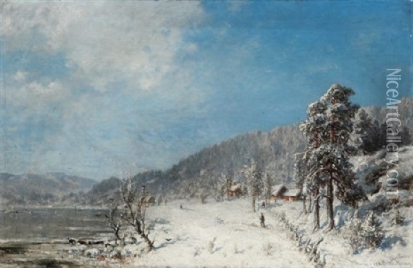 Vinterlandskap Oil Painting - Morten Mueller