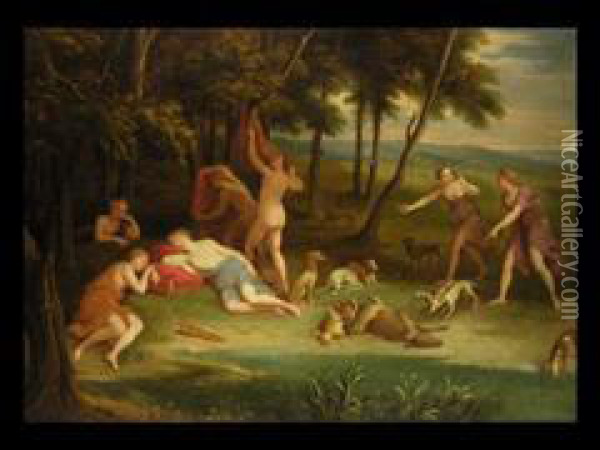 Die Jagdgottin Diana Mit Ihren Gespielinnen Oil Painting - Francesco Albani