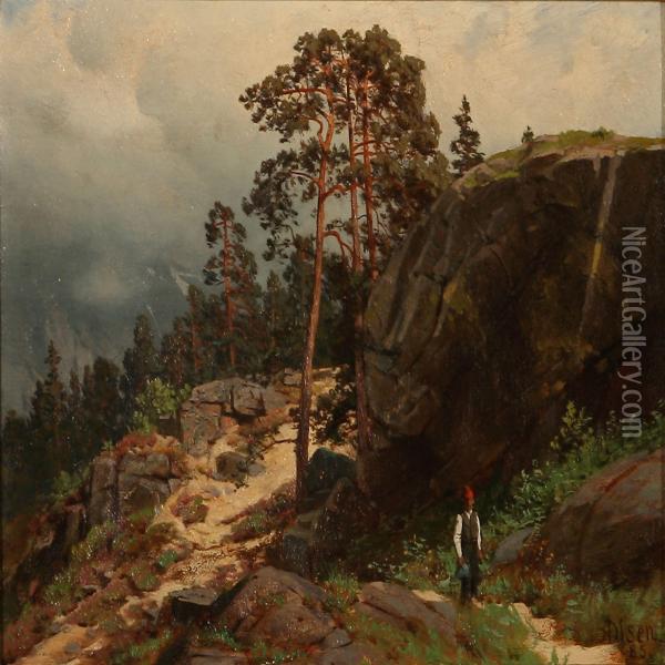 Norwegian Mountain Landscape Oil Painting - Andreas Edvard Disen