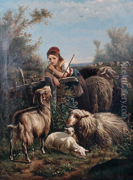 The Wistful Shepherdess Oil Painting - Henri De Beul