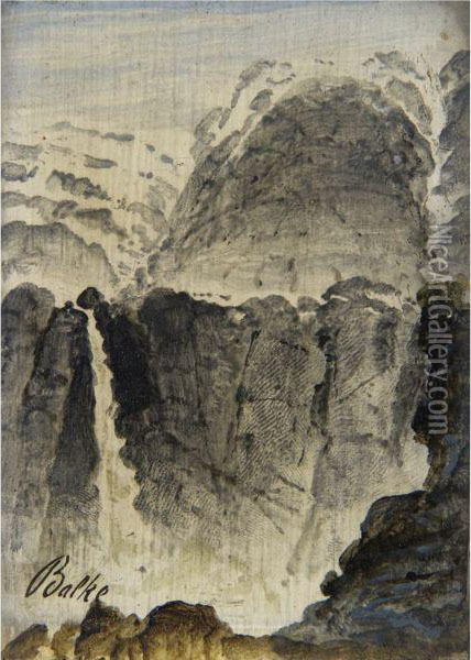 Fossen (waterfall) Oil Painting - Peder Balke