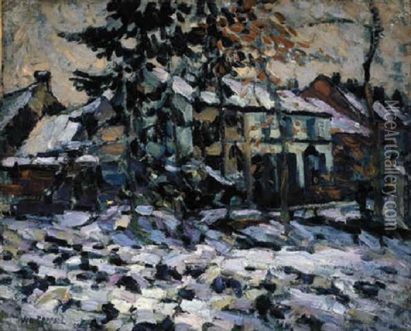 Village In Winter Oil Painting - Joseph Raphael