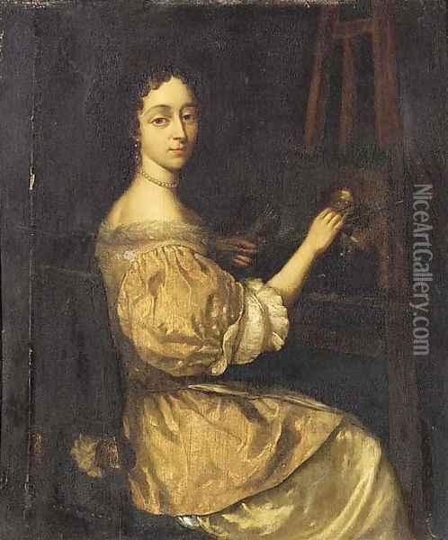 Portrait of a lady painting at an easel Oil Painting - Aleijda Wolfsen