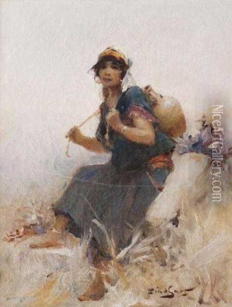 La Porteuse D'eau Oil Painting - Auguste Emile Pinchart