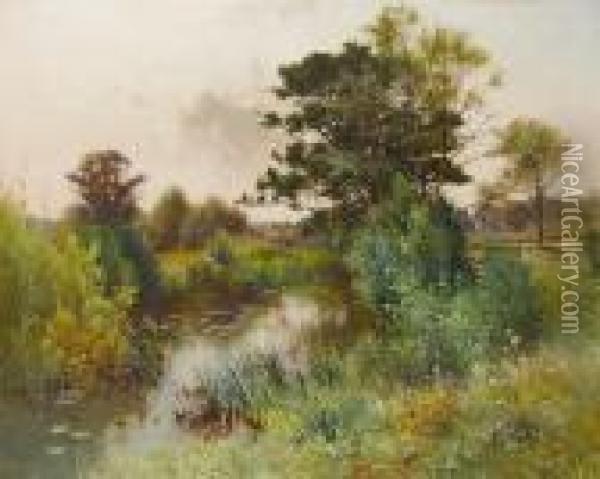 A Riverbank Oil Painting - Ernest Parton