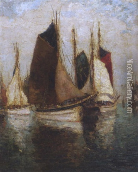 Harbor Scene Oil Painting - Paul Bernard King