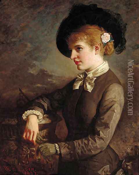 Portrait of a lady by a sundial Oil Painting - William Thomas Roden
